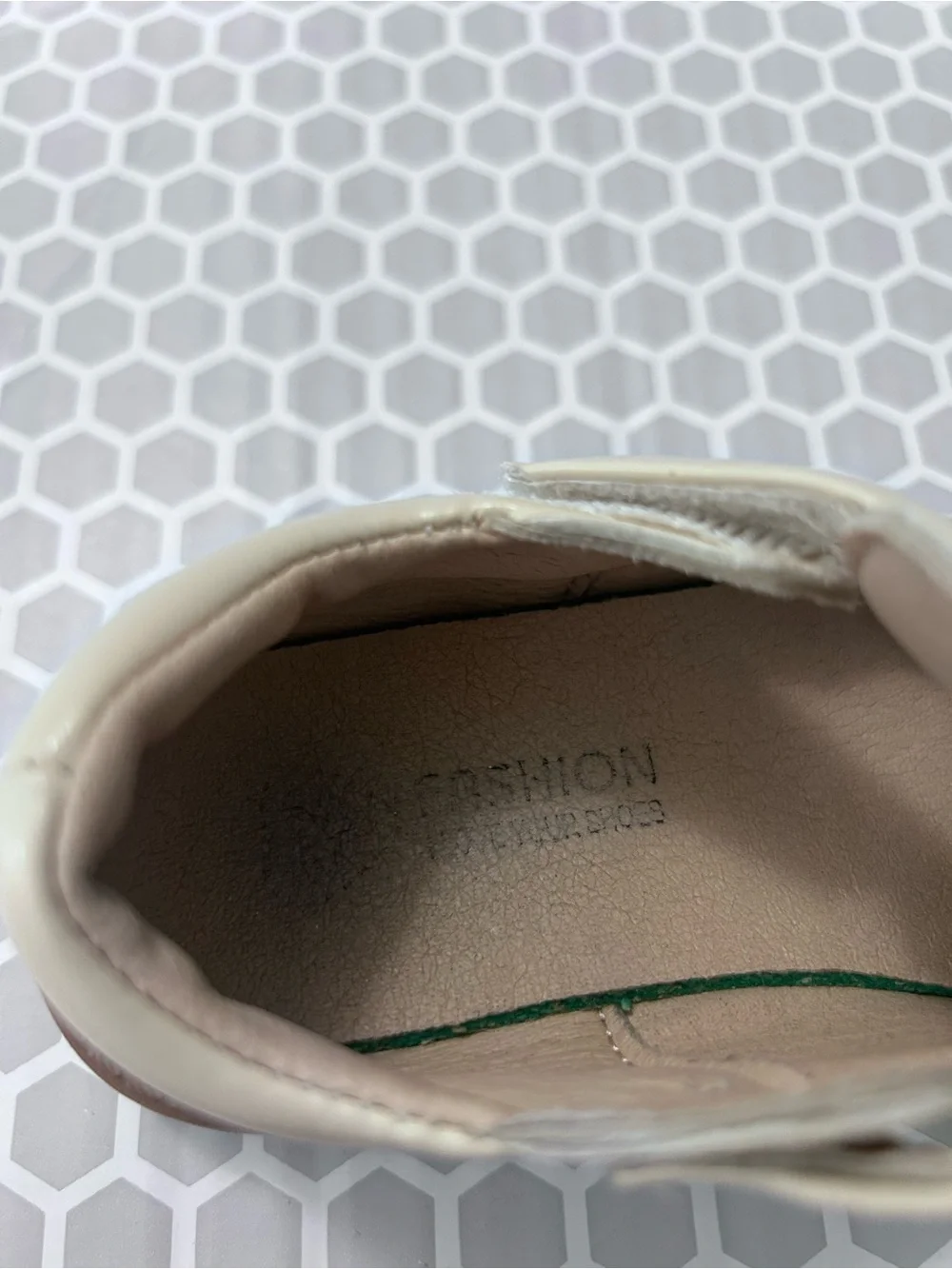 Girls Cream Oxford Shoes with Floral Embroidery & Velcro Straps